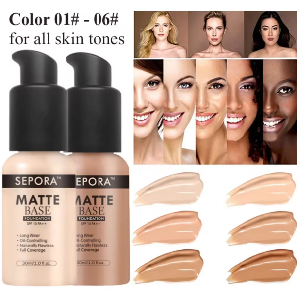 Waterproof Liquid Foundation – Matte, Long-Lasting Coverage