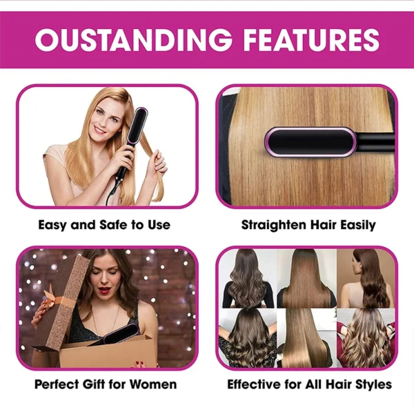 2-In-1 Hair Straightener & Comb – Fast Heat, Portable - Image 3